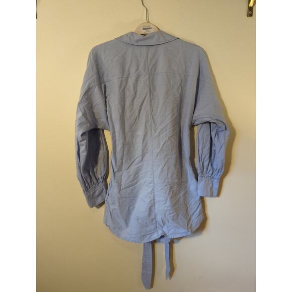 RTR Marissa Webb Emmerson Blue Long Sleeve Tie Waist Shirt Mini Dress Size Large - Picture 6 of 6